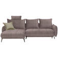 ECKSOFA in Flachgewebe Taupe  - Taupe/Schwarz, Design, Textil/Metall (180/273cm) - Hom`in