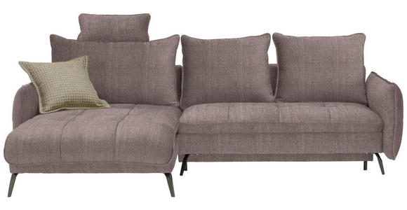 ECKSOFA in Flachgewebe Taupe  - Taupe/Schwarz, Design, Textil/Metall (180/273cm) - Hom`in