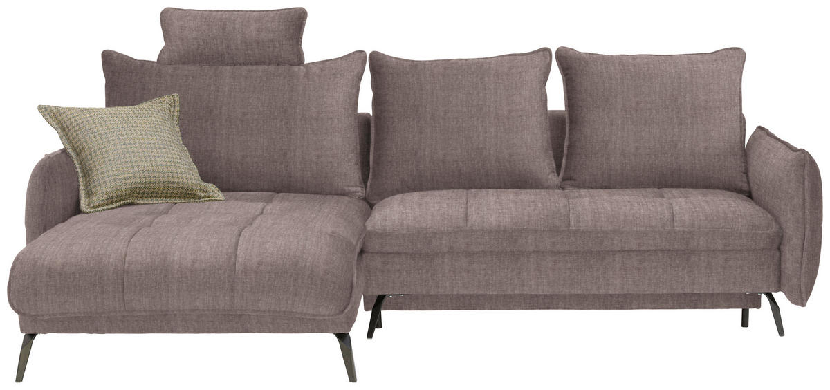 ECKSOFA in Flachgewebe Taupe  - Taupe/Schwarz, Design, Textil/Metall (180/273cm) - Hom`in