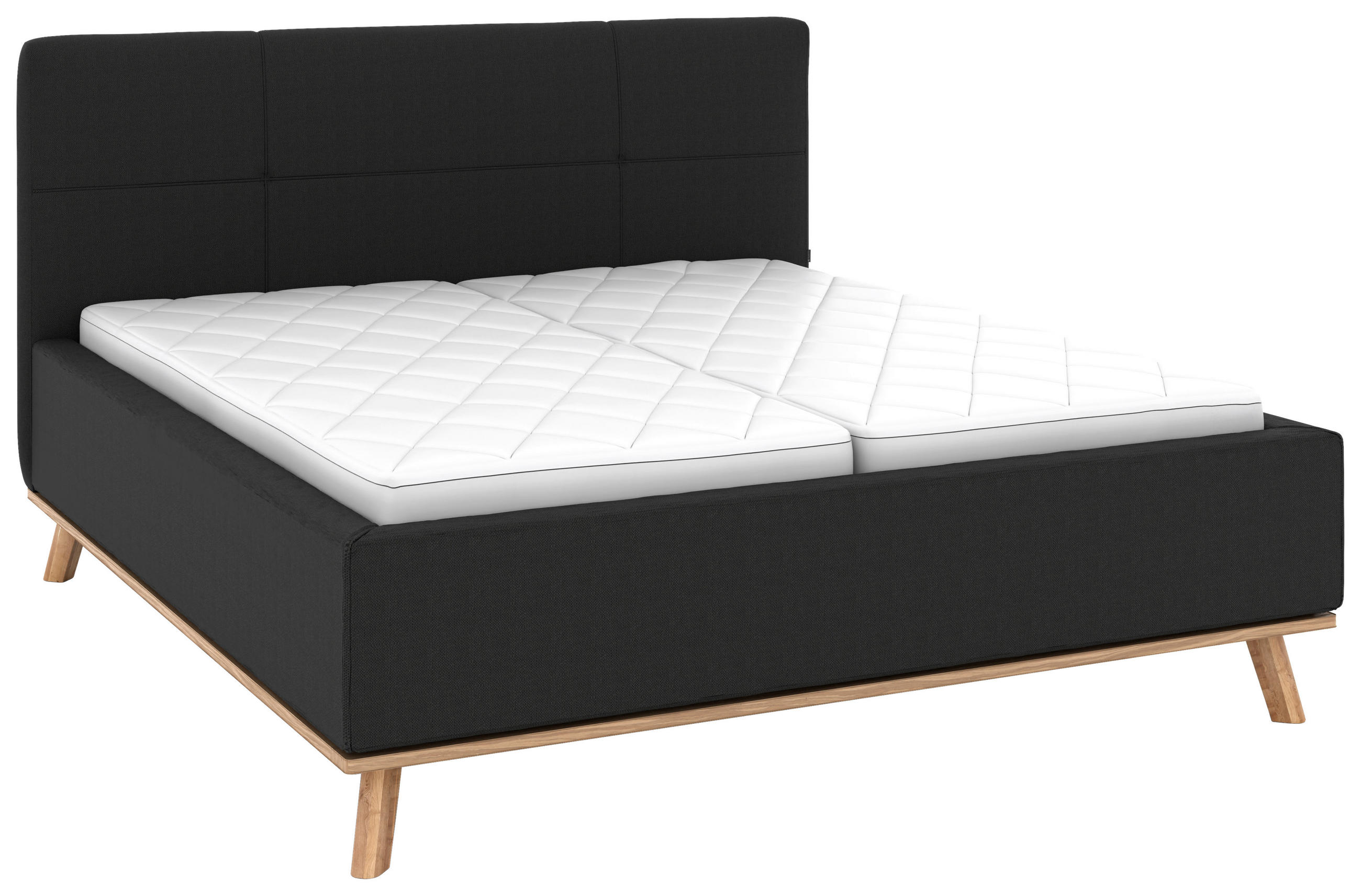 POLSTERBETT 160/200 cm,  in Anthrazit, Matratze, Lattenrost, Bettkasten, H3 + H3 = fest  - Eichefarben/Anthrazit, Design, Holz/Textil (160/200cm) - Musterring