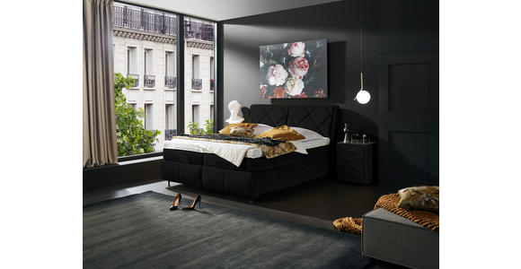 BOXSPRINGBETT 180/200 cm  in Schwarz  - Schwarz, KONVENTIONELL, Textil/Metall (180/200cm) - Dieter Knoll