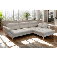 ECKSOFA BROOKLYN Beige Flachgewebe Zierkissen, Rückenkissen  - Beige/Silberfarben, KONVENTIONELL, Kunststoff/Textil (329/199cm) - Livetastic