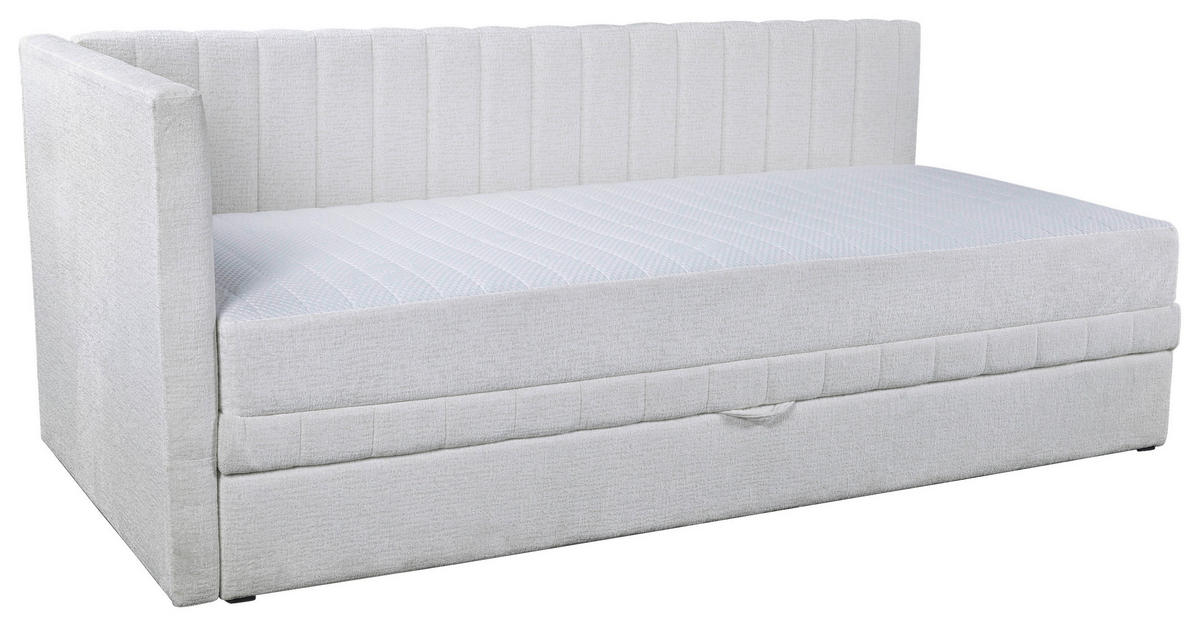 SCHLAFSOFA in Struktur Creme  - Creme/Schwarz, Design, Holz/Holzwerkstoff (212/83/99cm) - MID.YOU