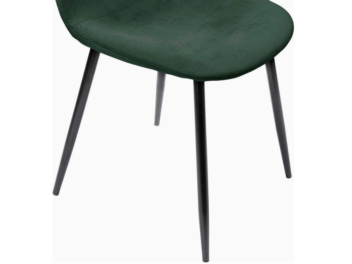 STUHL-SET 4 Stück  in Stahl Velours Metall, Textil  - Dunkelgrün/Schwarz, Design, Textil/Metall (44/87/51cm) - MID.YOU