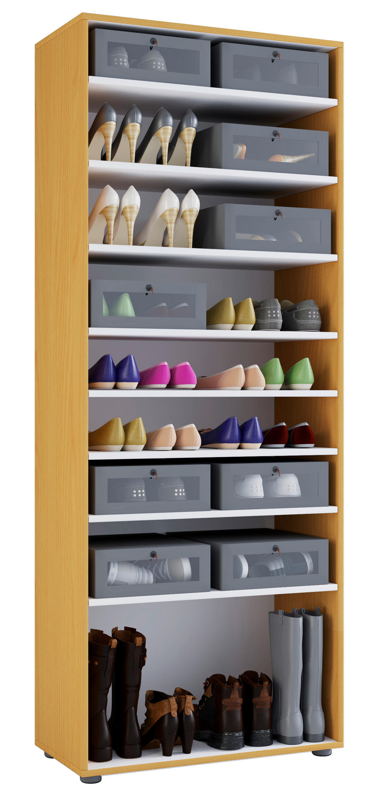 SCHUHSCHRANK Buchefarben  - Buchefarben, Design, Holzwerkstoff (71/180/37cm) - MID.YOU