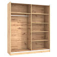SCHWEBETÜRENSCHRANK 2-türig Schwarz, Eichefarben - Eichefarben/Schwarz, Basics, Glas/Holzwerkstoff (179/210/62,5cm) - Xora