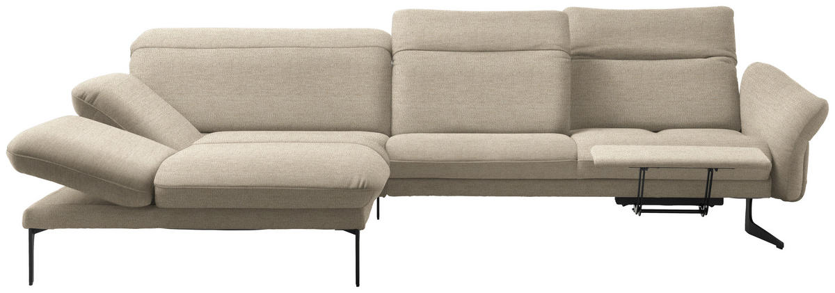 ECKSOFA in Webstoff Beige  - Anthrazit/Beige, Design, Textil/Metall (203/299cm) - Himolla