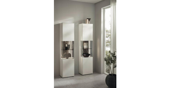 VITRINE Weiß  46,9/205,5/37,1 cm  - Schwarz/Weiß, Design, Glas/Keramik (46,9/205,5/37,1cm) - Dieter Knoll