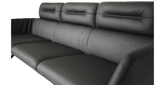 SITZBANK 200/91/70 cm Echtleder Schwarz  - Schwarz, Design, Leder/Metall (200/91/70cm) - Dieter Knoll