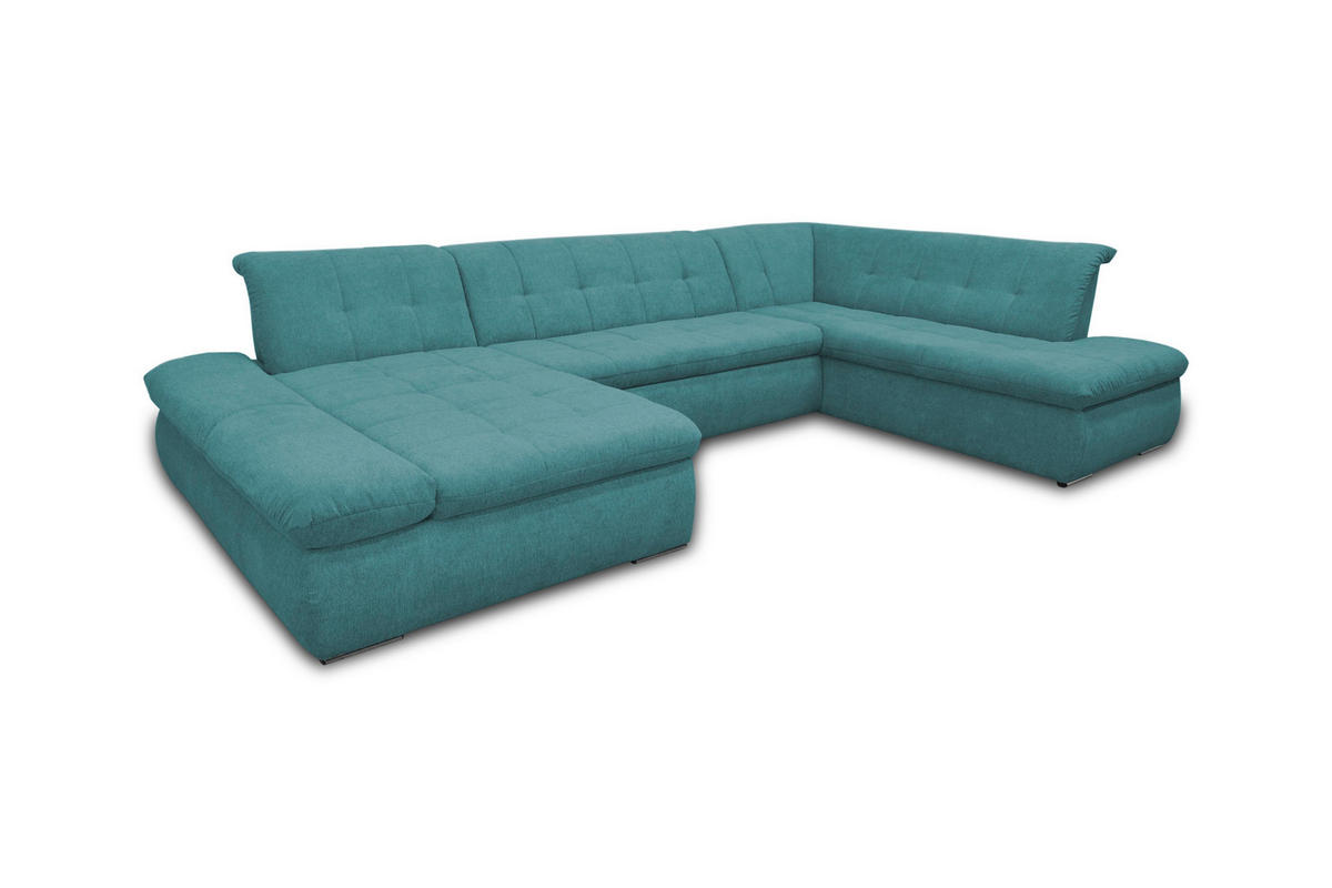 WOHNLANDSCHAFT in Mikrofaser Petrol  - Chromfarben/Petrol, KONVENTIONELL, Textil/Metall (172/353/216cm) - MID.YOU