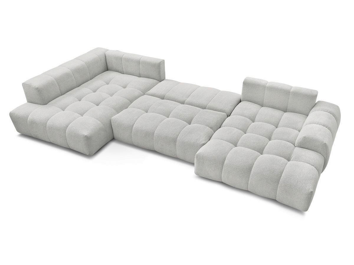 ECKSCHLAFSOFA EVEREST  mit Rücken echt, Armteil links, Armteil rechts Flachgewebe Hellgrau  - Hellgrau/Schwarz, MODERN, Kunststoff/Textil (212/423/198cm)