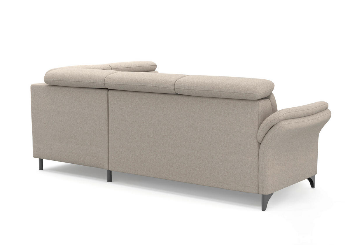 ECKSOFA GLENDALE E Taupe Flachgewebe  - Taupe/Schwarz, KONVENTIONELL, Textil/Metall (247/193cm) - Sit & More