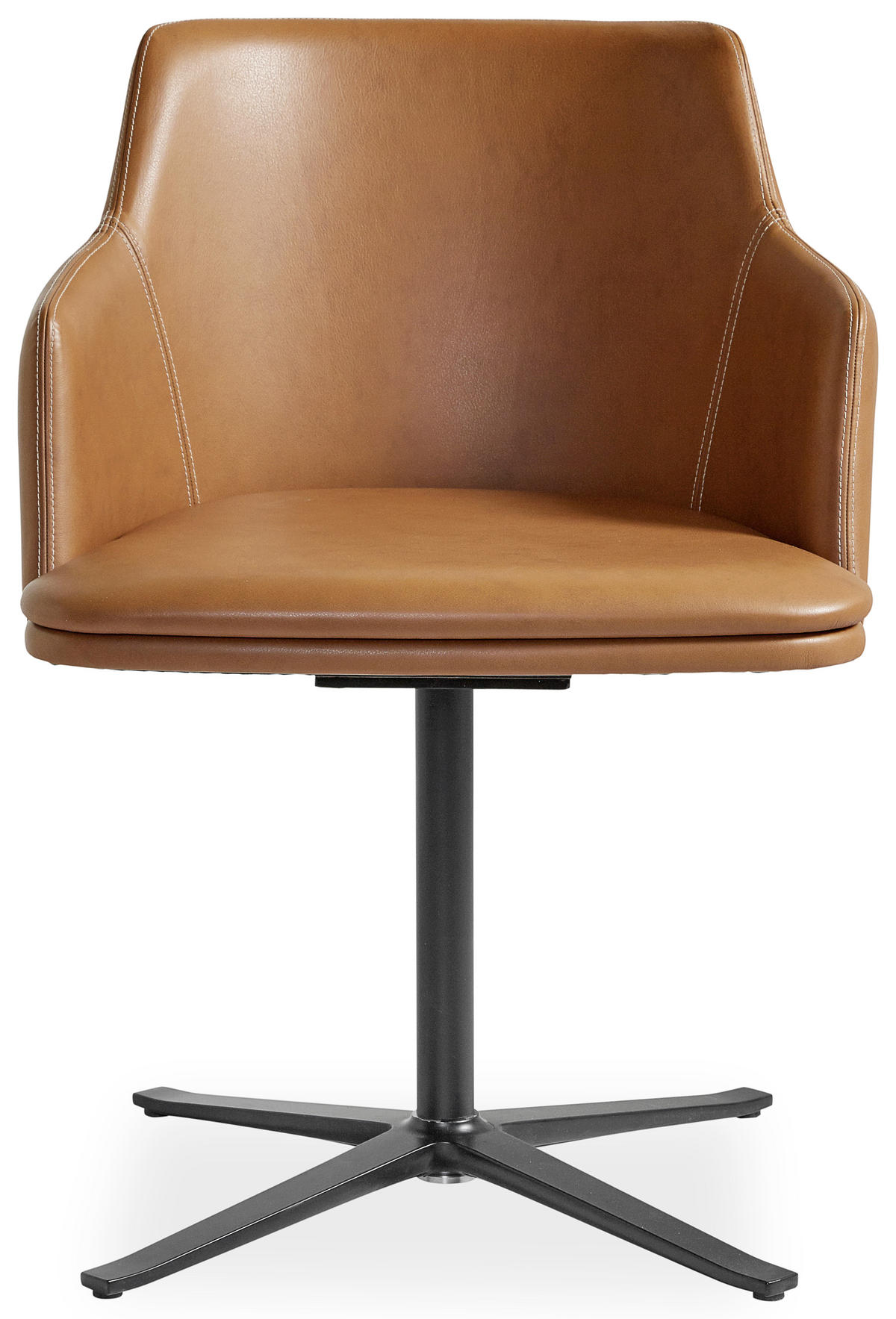 STOL aluminium, stål äkta läder  - kromfärg/cognacfärgad, Design, metall/läder (57/78/55cm) - Skovby