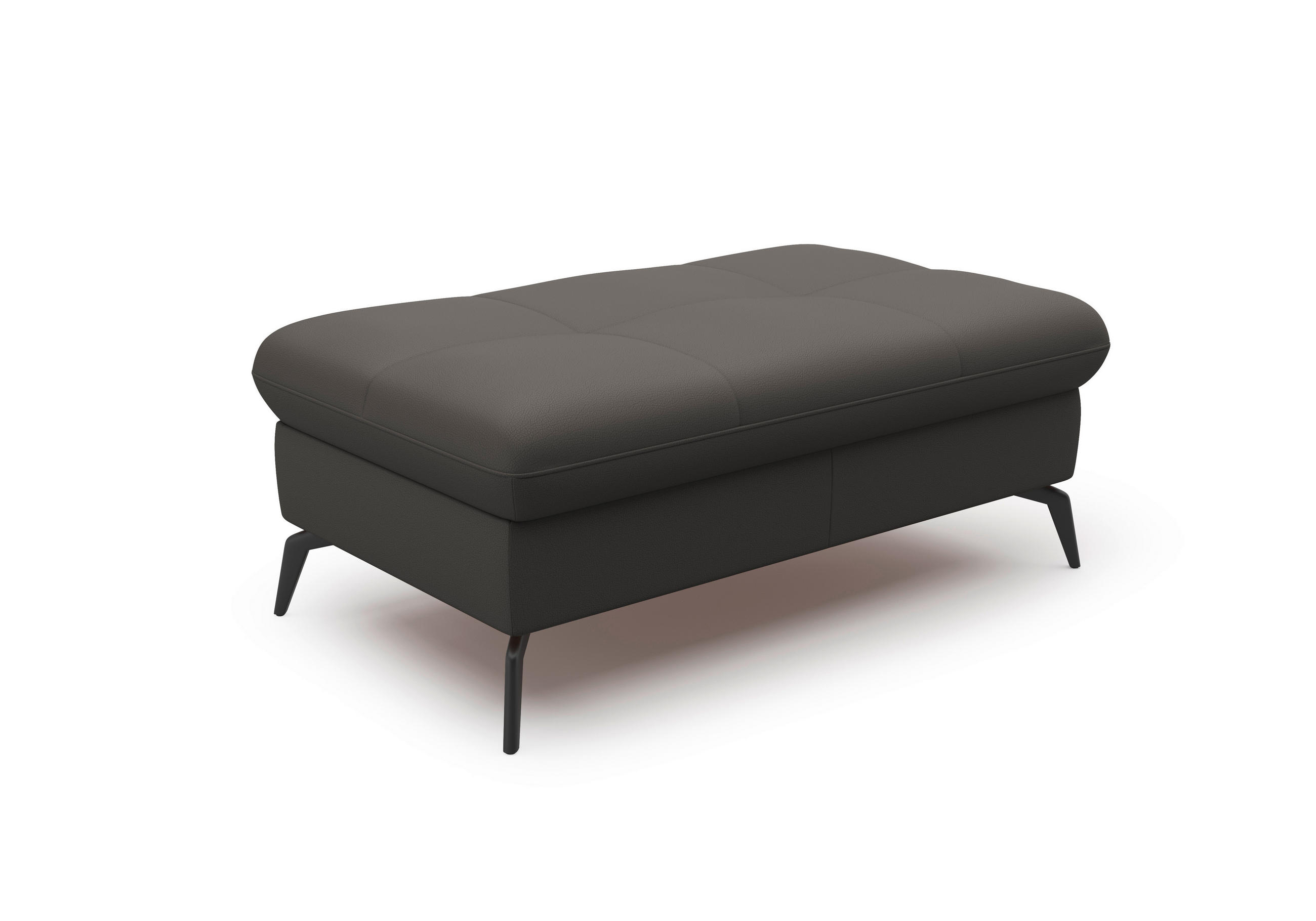 HOCKER in Leder Anthrazit - Anthrazit/Schwarz, Konventionell, Leder/Metall (102/47/69cm) - Sit & More