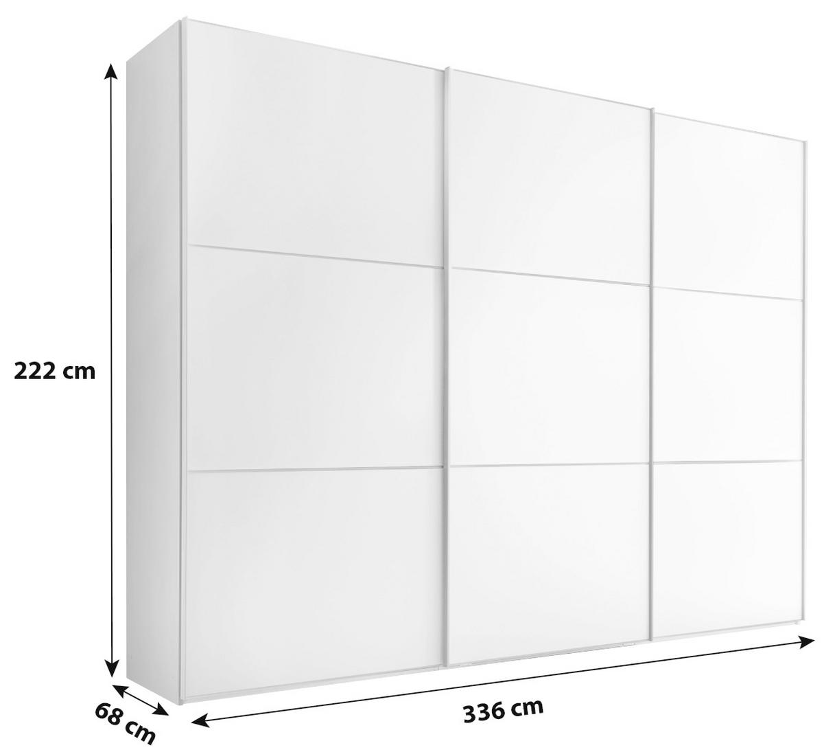 SCHWEBETÜRENSCHRANK in Weiss  - Weiss/Alufarben, Modern, Holzwerkstoff (336/222/68cm) - MID.YOU