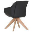 ARMLEHNSTUHL  Typenauswahl, Sitzfläche 360° drehbar, automatische Rückholfunktion  Echtleder  - Schwarz/Naturfarben, Design, Leder/Holz (60/83/65cm) - Landscape