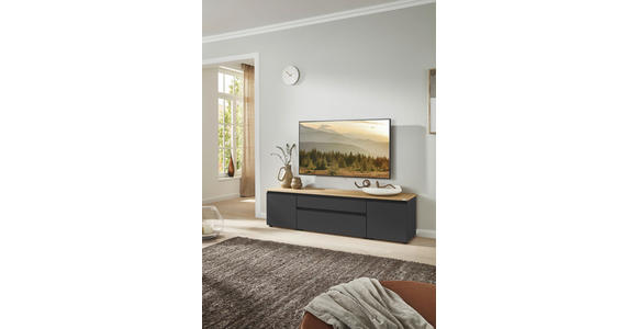 LOWBOARD  180/46/41 cm 2 Schublade(n) erweiterbar, Typenauswahl, individuell planbar, Beimöbel erhältlich, umfangreiches Zubehör erhältlich, stehend, hängend  - Eichefarben/Anthrazit, Design, Holzwerkstoff/Kunststoff (180/46/41cm) - Dieter Knoll