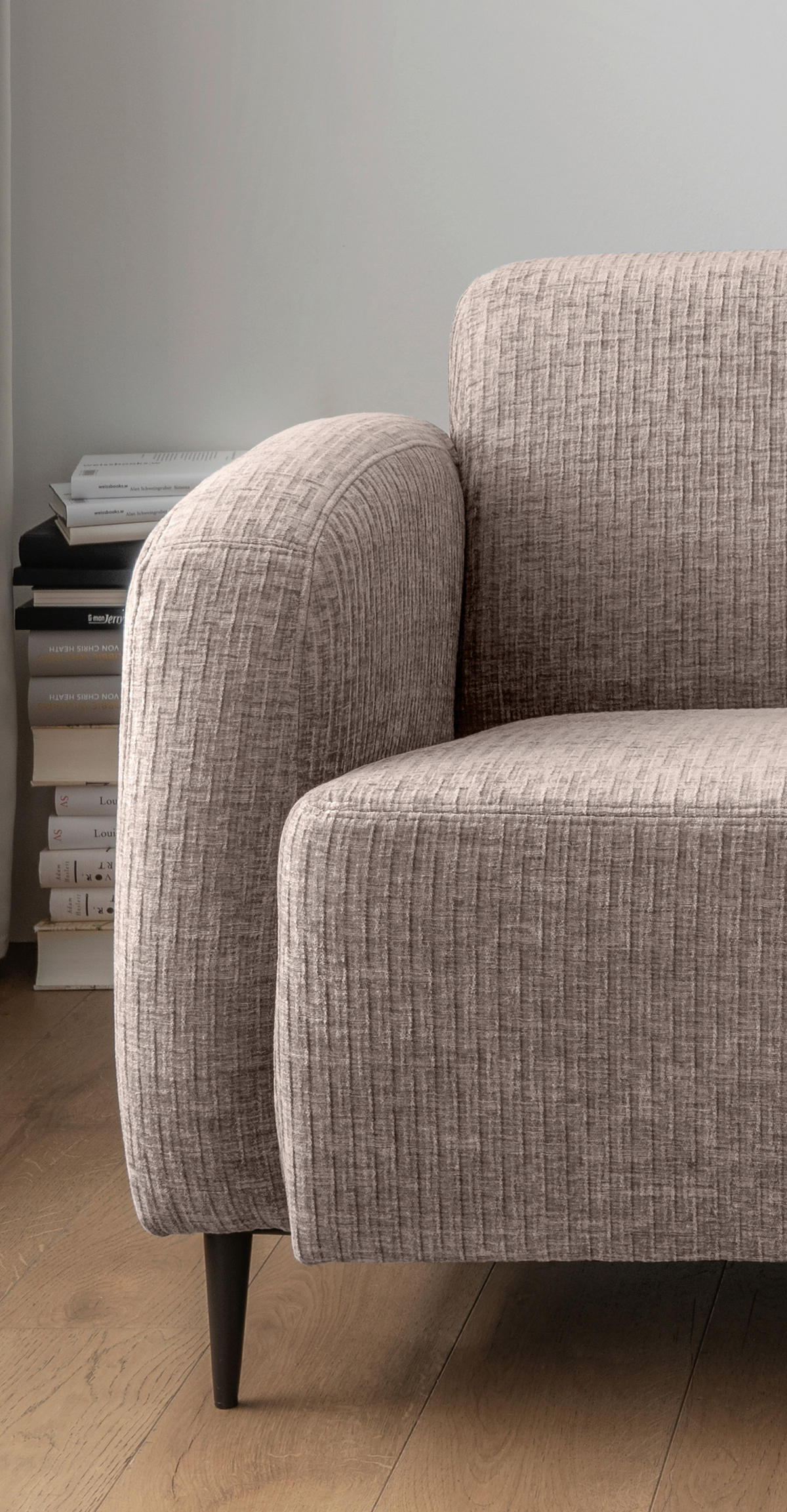 2-SITZER-SOFA in Mikrofaser Beige  - Beige/Schwarz, Modern, Textil/Metall (140/76/90cm) - Livetastic
