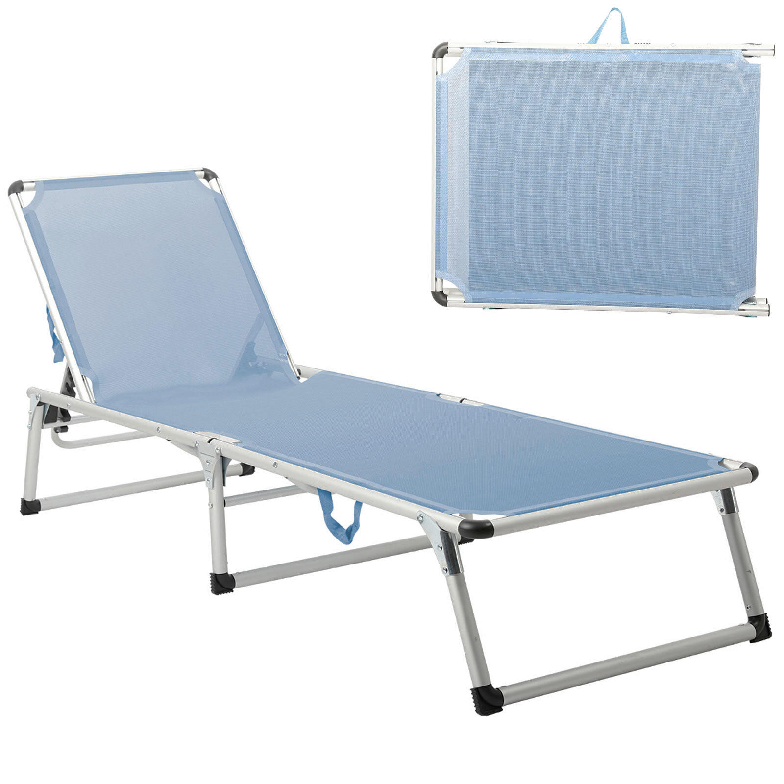 GARTENLIEGE 61/30/190 cm  - Hellblau, Basics, Textil/Metall (61/30/190cm) - Modante