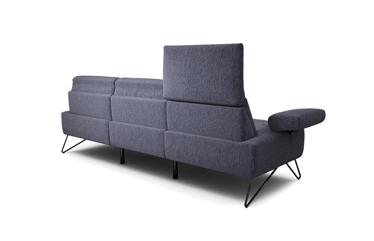 3-SITZER-SOFA Chenille Blau  - Blau/Schwarz, Design, Textil/Metall (234-264/85/86-94cm) - SENSOO