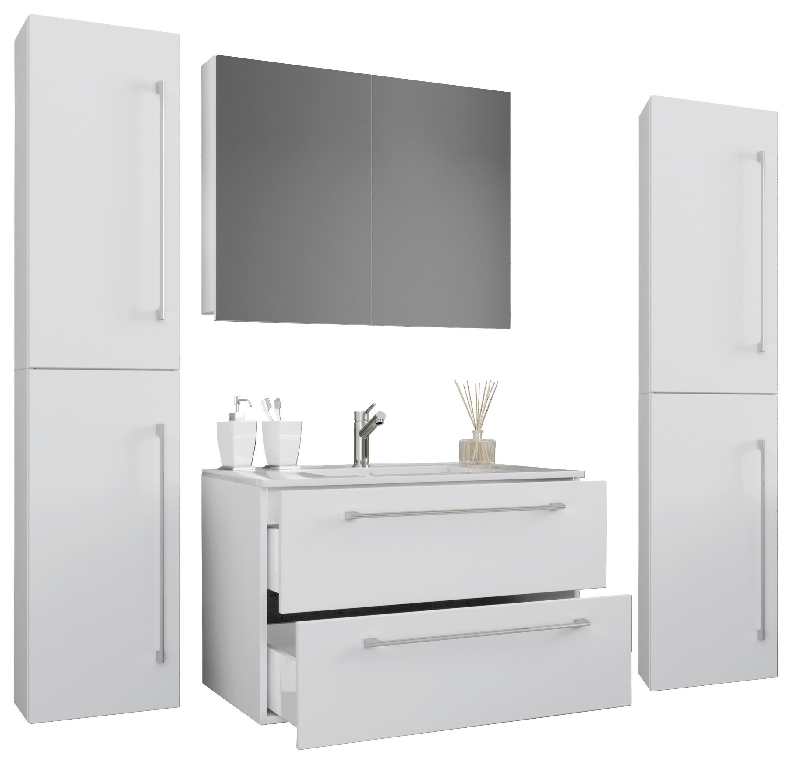 BADEZIMMER  in 147 cm  - Weiß/Grau, MODERN, Keramik/Holzwerkstoff (147cm) - MID.YOU