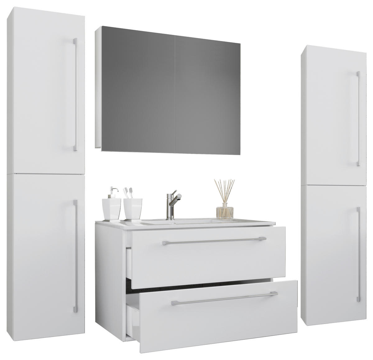 BADEZIMMER  in 147 cm  - Weiß/Grau, MODERN, Keramik/Holzwerkstoff (147cm) - MID.YOU