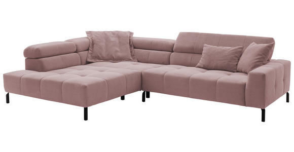 ECKSOFA in Feincord Altrosa  - Schwarz/Altrosa, KONVENTIONELL, Textil/Metall (219/311cm) - Hom`in