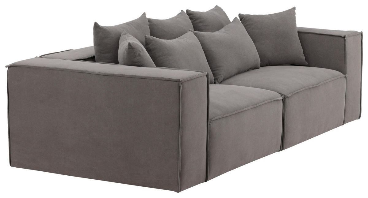 2-SITS SOFFA i plast, textil grå, svart  - grå/svart, Design, textil/plast (232/80/116cm) - Livetastic