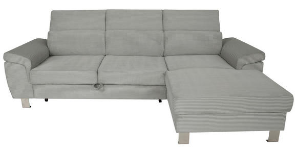 ECKSOFA in Cord Grau  - Silberfarben/Grau, Design, Textil/Metall (250/167cm) - Xora