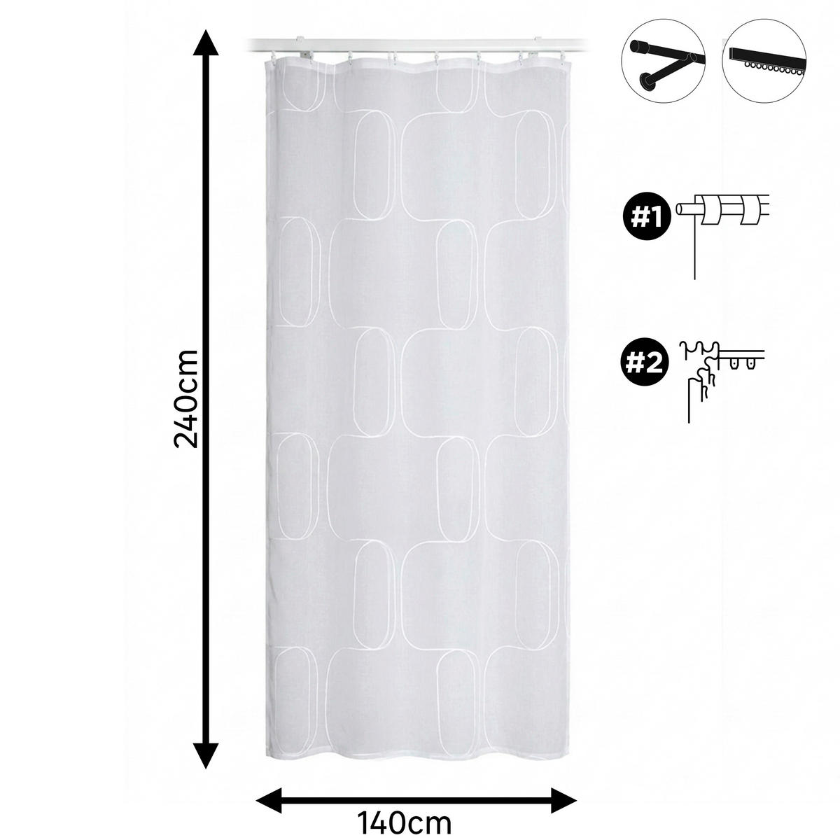 FERTIGVORHANG transparent  - Weiß, Basics, Textil (140/280cm)