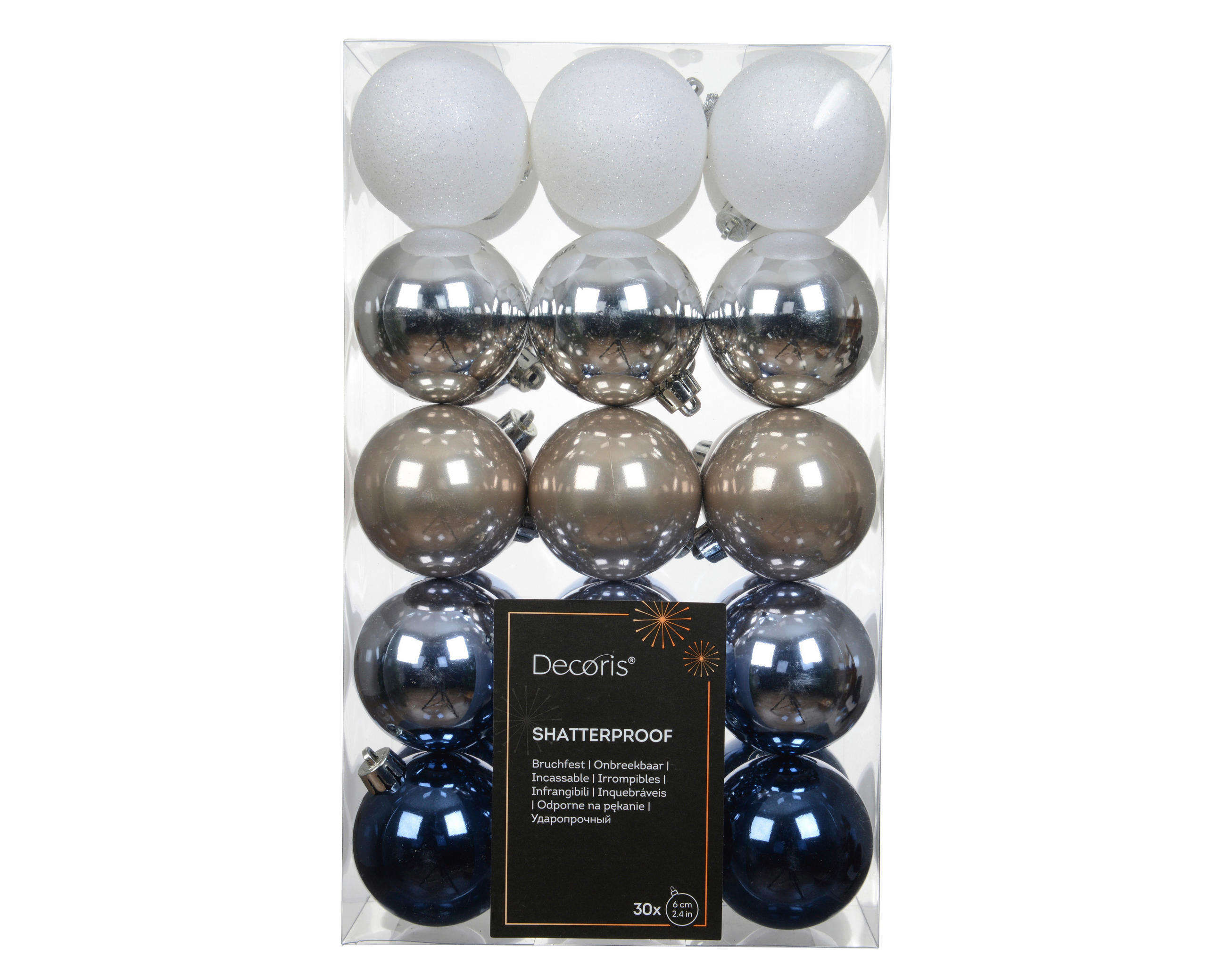 VIANOČNÁ GUĽA   - viacfarebná, Basics, plast (6/6/6cm)
