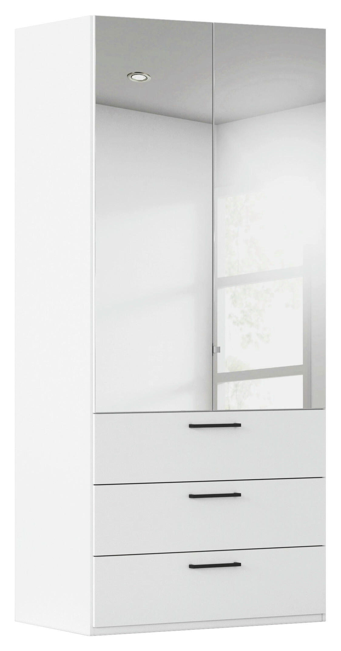 DREHTÜRENSCHRANK 101/223/61 cm,  in Weiß, 2-türig  - Chromfarben/Schwarz, Basics, Glas/Holzwerkstoff (101/223/61cm) - Novel