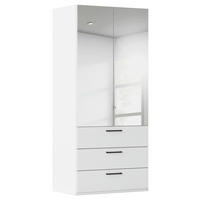DREHTÜRENSCHRANK 101/235/61 cm,  in Weiß, 2-türig  - Chromfarben/Schwarz, Basics, Glas/Holzwerkstoff (101/235/61cm) - Novel