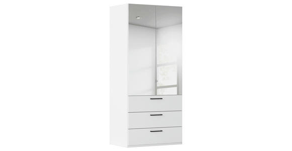 DREHTÜRENSCHRANK 101/235/61 cm,  in Weiß, 2-türig  - Chromfarben/Schwarz, Basics, Glas/Holzwerkstoff (101/235/61cm) - Novel