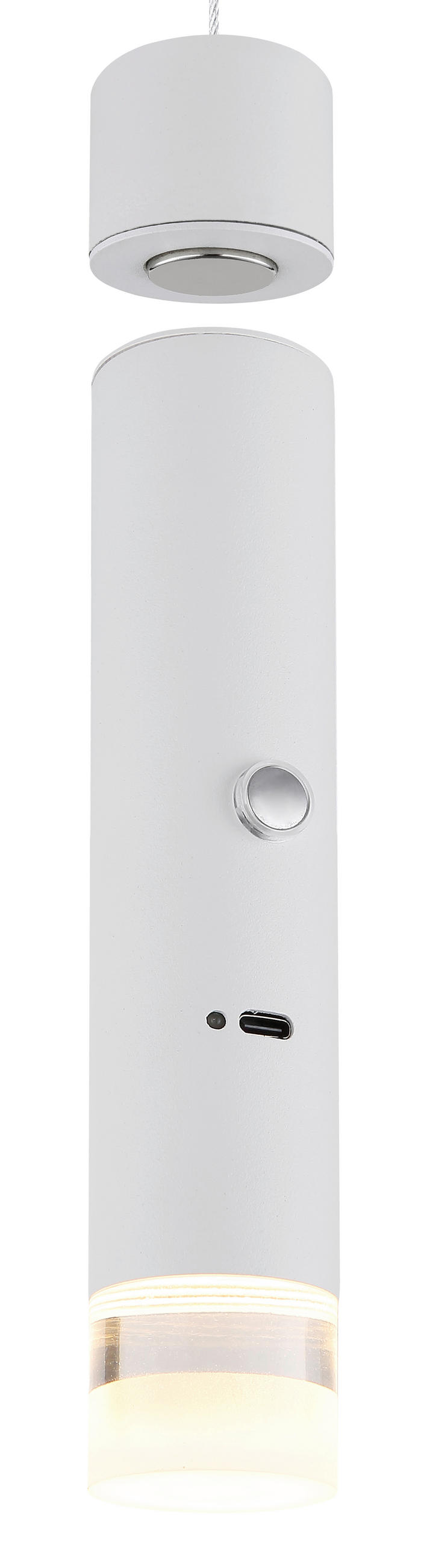 AKKU-LED-HÄNGELEUCHTE Nowa 3,8/120 cm   - Klar/Weiß, Basics, Kunststoff/Metall (3,8/120cm) - Novel