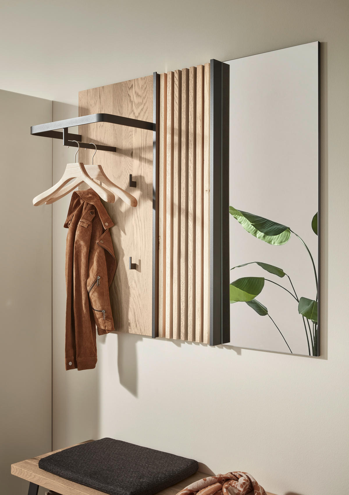 GARDEROBENPANEEL  in 109/115/29 cm  - Eichefarben, Design, Glas/Holz (109/115/29cm) - Johann Jakob