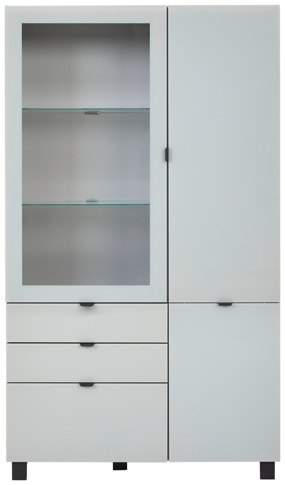 VITRINA, siva, svetlo siva - črna/siva, Design, kovina/umetna masa (109,7/190,7/41,4cm) - Hom`in