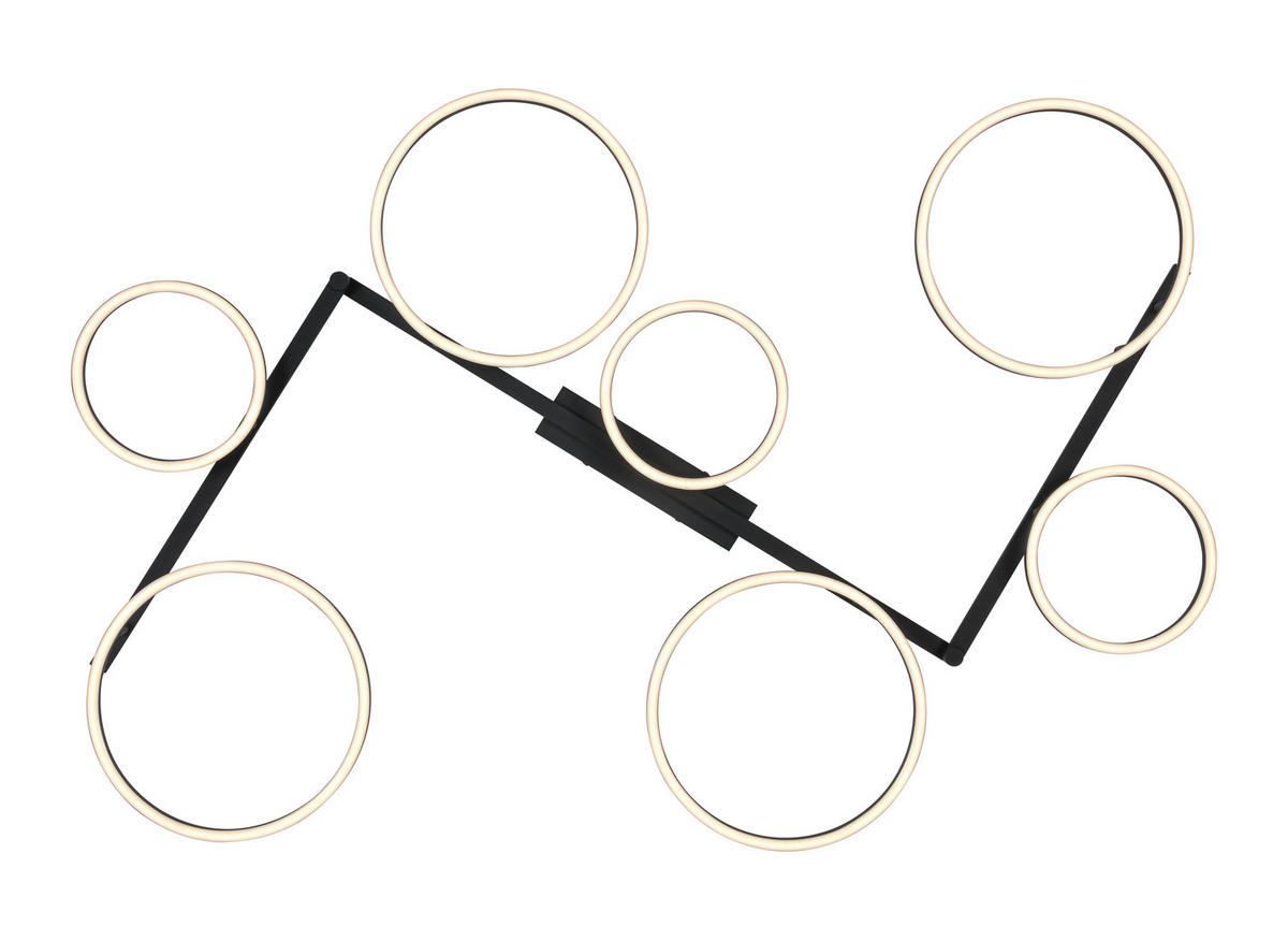 LED-DECKENLEUCHTE 118/127/12 cm  - Schwarz, Design, Kunststoff/Metall (118/127/12cm) - Novel