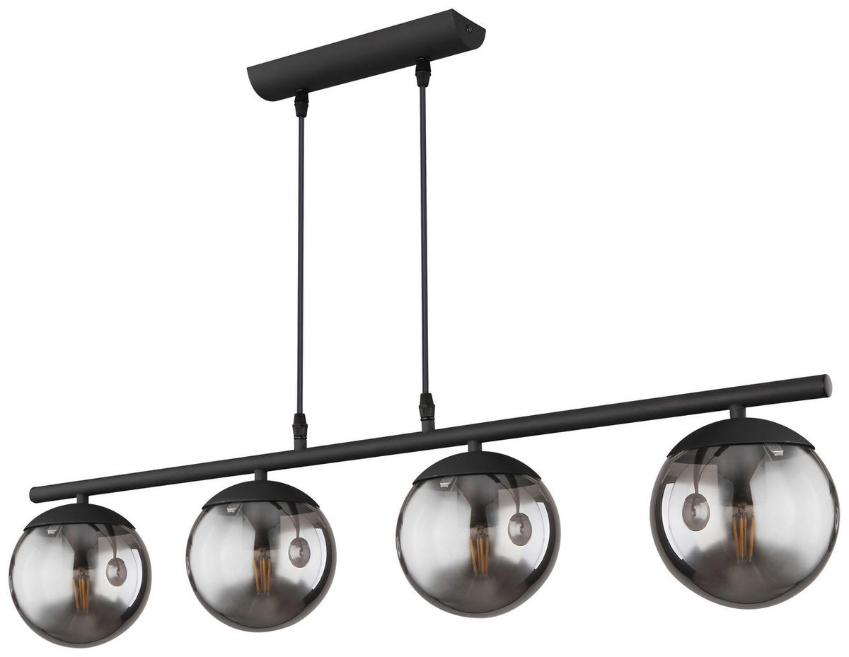 HÄNGELEUCHTE 90/15/120 cm  - Schwarz, Design, Glas/Metall (90/15/120cm) - Novel