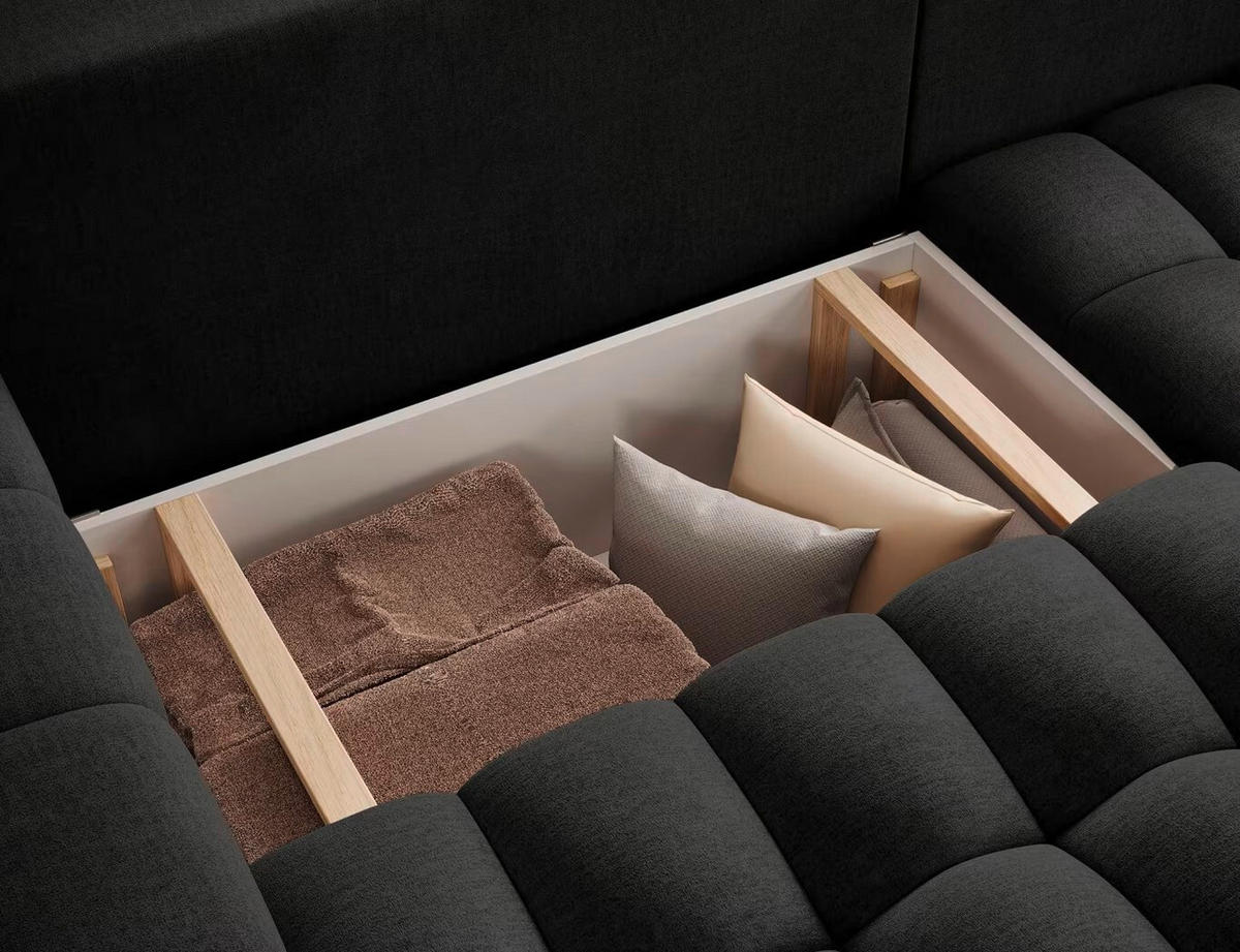 ECKSOFA  Anthrazit Samt  - Anthrazit/Schwarz, Design, Kunststoff/Textil (250/175cm) - MID.YOU
