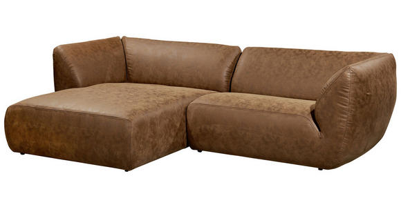 ECKSOFA in Lederlook Cognac  - Cognac/Schwarz, KONVENTIONELL, Kunststoff/Textil (175/278cm) - Carryhome