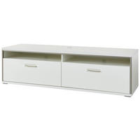 KOMODA POD TELEVIZI, šedá, barvy stříbra, bílá, vysoce lesklá bílá, 184/51/52 cm - bílá/šedá, Design, kov/kompozitní dřevo (184/51/52cm) - Livetastic