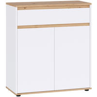 SCHUHSCHRANK Weiß, Eiche Artisan  - Schwarz/Weiß, MODERN, Holzwerkstoff (83,4/93/38cm) - Carryhome