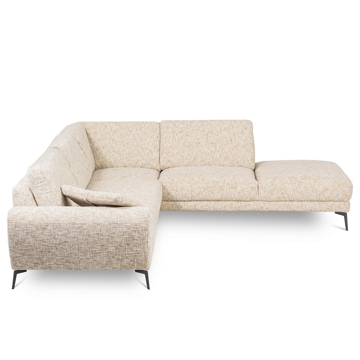 ECKSOFA SPRING Beige Webstoff Zierkissen  - Beige/Schwarz, Design, Textil/Metall (273/250cm) - Livetastic