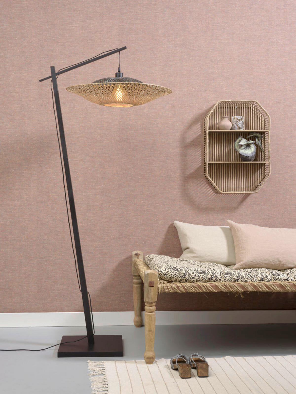 Lampadar - culoare natur/negru, Trend (80/60/176cm) - Good & Mojo