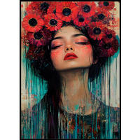 OBRAZ NA SKLE, květiny, ženy, 50/70 cm  - černá/vícebarevná, Lifestyle, kompozitní dřevo/sklo (50/70cm) - Monee
