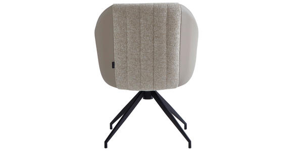 ARMLEHNSTUHL  Sitzfläche 360° drehbar, automatische Rückholfunktion Leinenoptik Echtleder  - Taupe/Schwarz, Design, Leder/Textil (60/82/62cm) - Novel