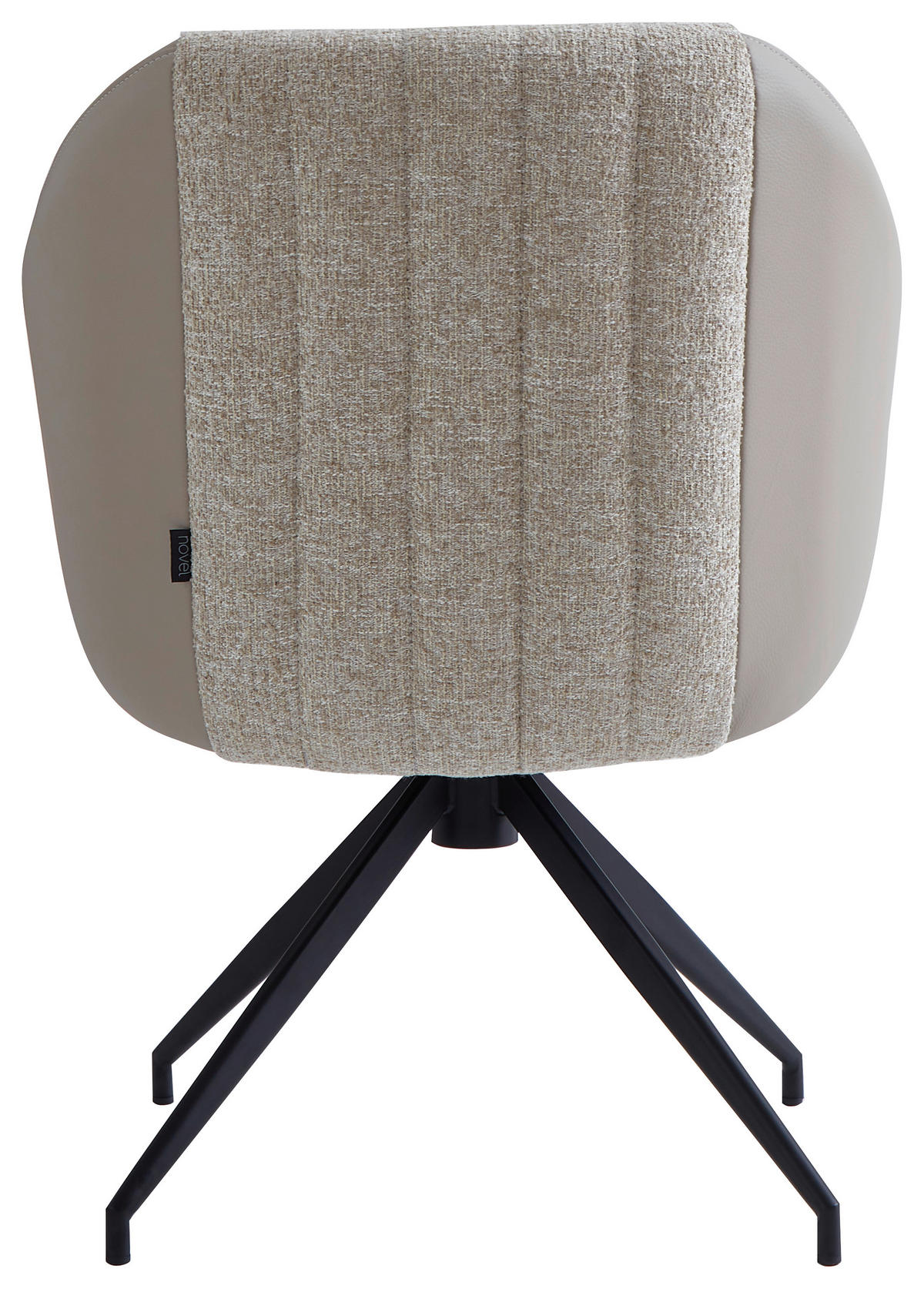 ARMLEHNSTUHL  in Eisen Leinenoptik Echtleder pigmentiert  - Taupe/Schwarz, Design, Leder/Textil (60/82/62cm) - Novel