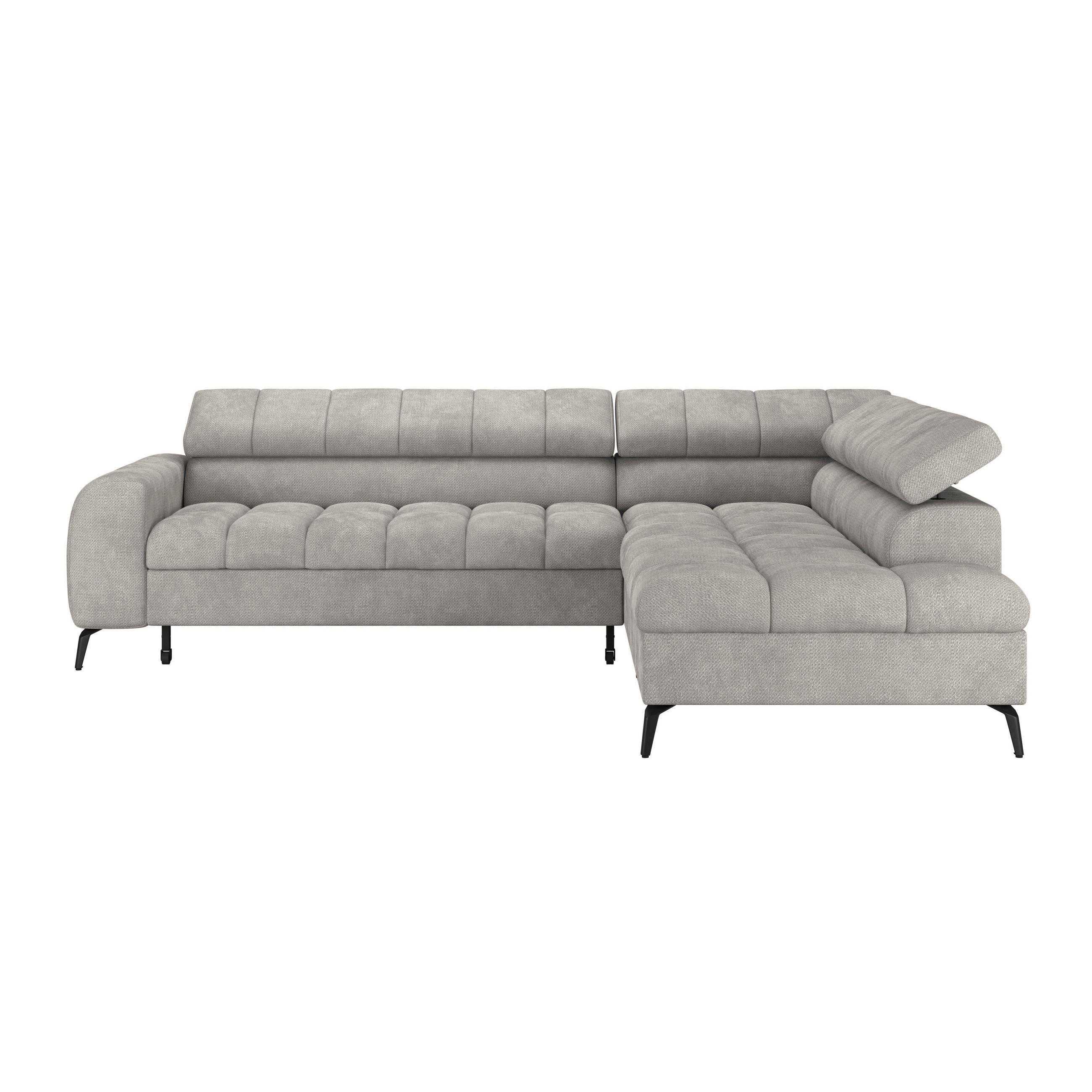 ECKSOFA in Flachgewebe Hellgrau  - Hellgrau/Schwarz, Trend, Kunststoff/Textil (261/203cm) - Livetastic
