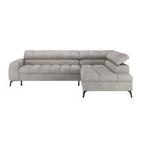 ECKSOFA VOLF Hellgrau Flachgewebe  - Hellgrau/Schwarz, Trend, Kunststoff/Textil (261/203cm) - Livetastic